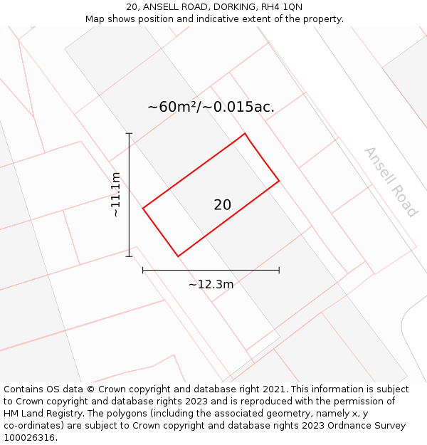 20, ANSELL ROAD, DORKING, RH4 1QN: Plot and title map