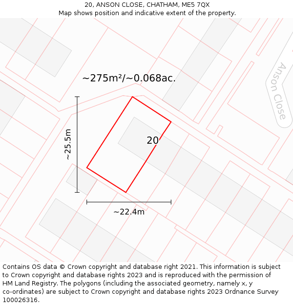20, ANSON CLOSE, CHATHAM, ME5 7QX: Plot and title map