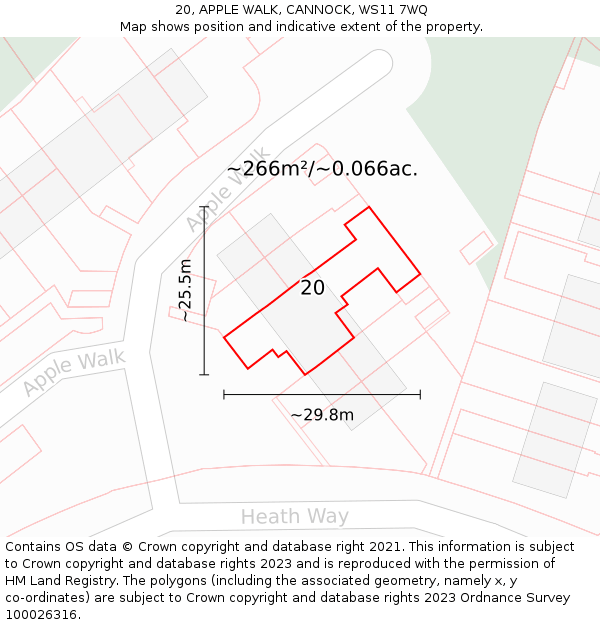 20, APPLE WALK, CANNOCK, WS11 7WQ: Plot and title map