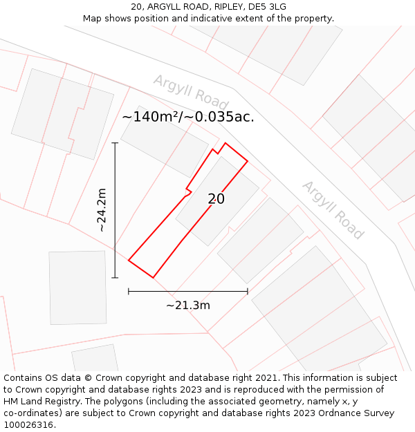 20, ARGYLL ROAD, RIPLEY, DE5 3LG: Plot and title map