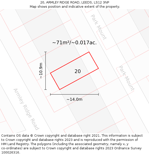 20, ARMLEY RIDGE ROAD, LEEDS, LS12 3NP: Plot and title map