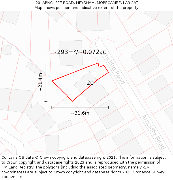 20, ARNCLIFFE ROAD, HEYSHAM, MORECAMBE, LA3 2AT: Plot and title map