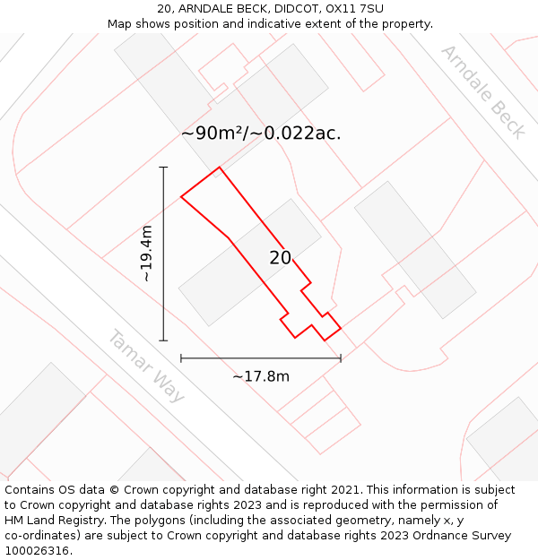 20, ARNDALE BECK, DIDCOT, OX11 7SU: Plot and title map
