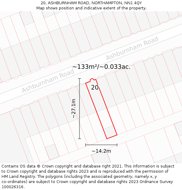20, ASHBURNHAM ROAD, NORTHAMPTON, NN1 4QY: Plot and title map