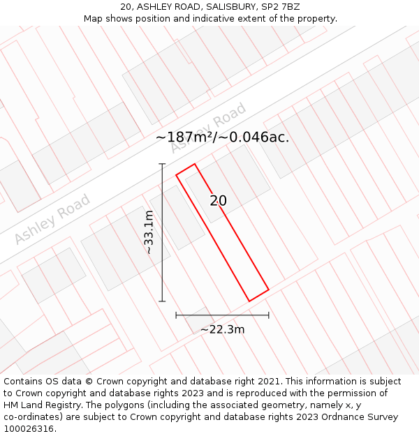 20, ASHLEY ROAD, SALISBURY, SP2 7BZ: Plot and title map