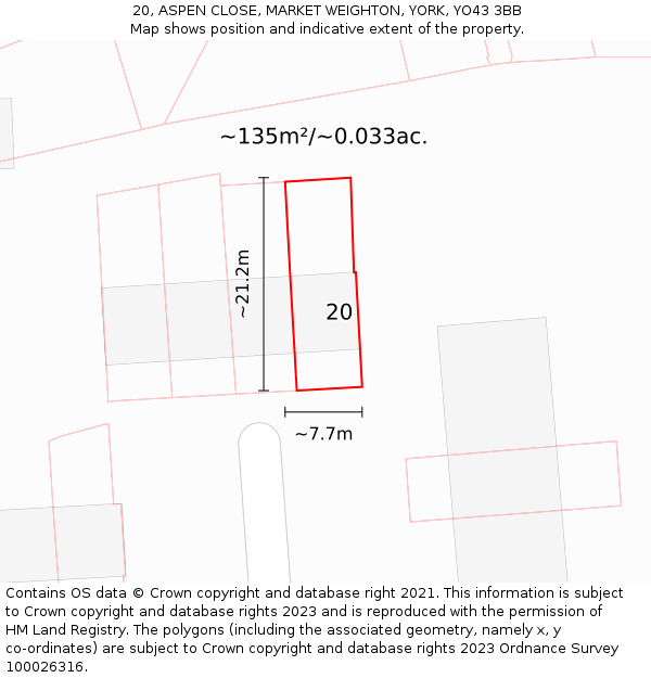 20, ASPEN CLOSE, MARKET WEIGHTON, YORK, YO43 3BB: Plot and title map