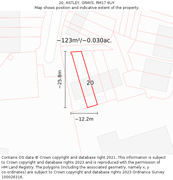 20, ASTLEY, GRAYS, RM17 6UY: Plot and title map
