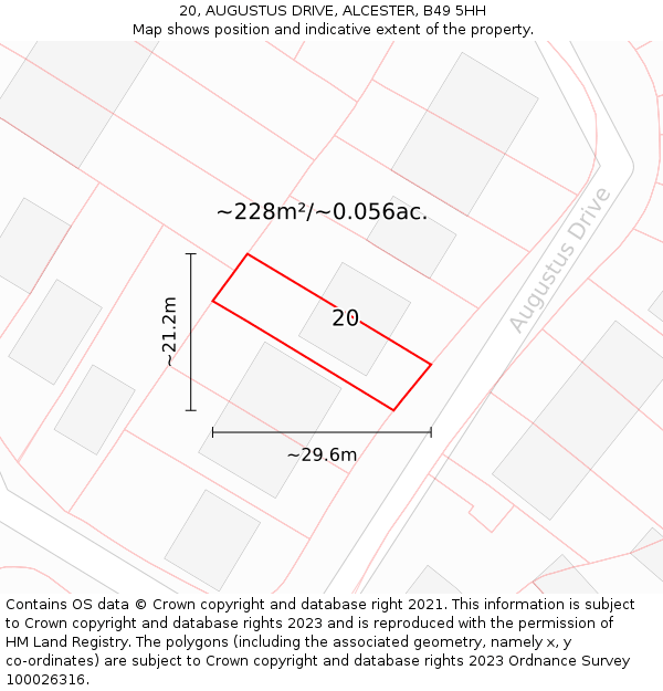 20, AUGUSTUS DRIVE, ALCESTER, B49 5HH: Plot and title map