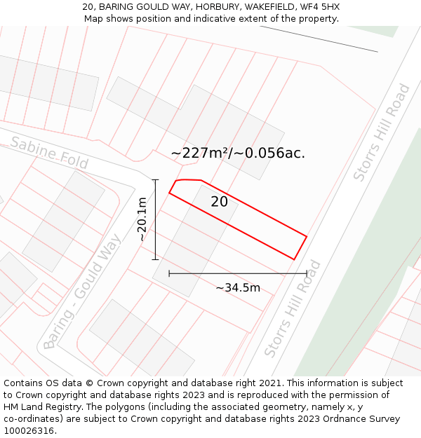 20, BARING GOULD WAY, HORBURY, WAKEFIELD, WF4 5HX: Plot and title map