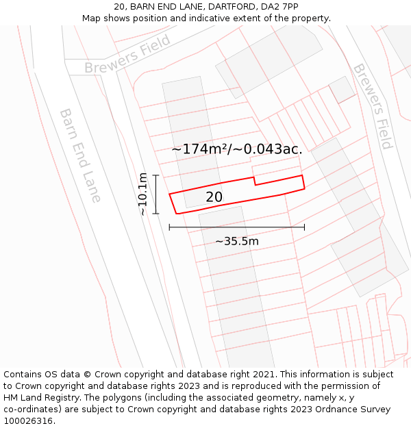 20, BARN END LANE, DARTFORD, DA2 7PP: Plot and title map