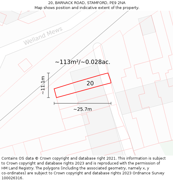 20, BARNACK ROAD, STAMFORD, PE9 2NA: Plot and title map