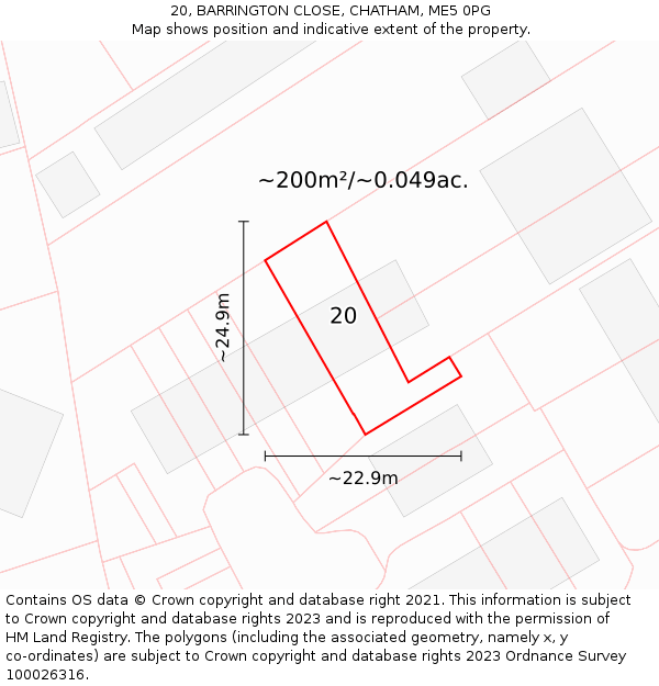 20, BARRINGTON CLOSE, CHATHAM, ME5 0PG: Plot and title map
