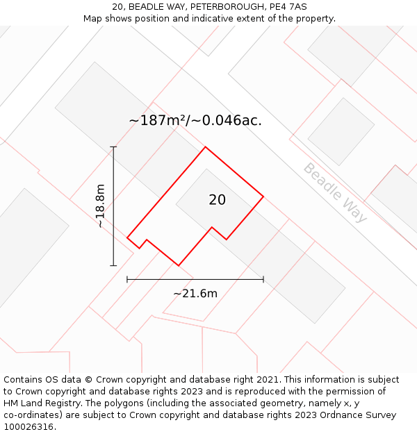 20, BEADLE WAY, PETERBOROUGH, PE4 7AS: Plot and title map