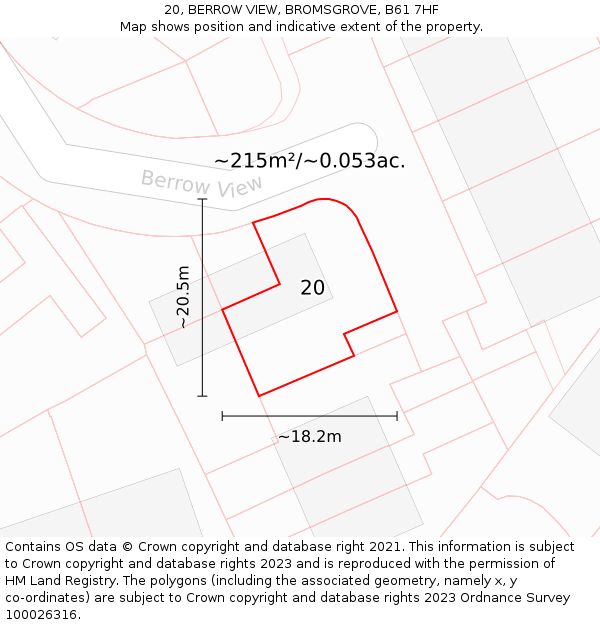 20, BERROW VIEW, BROMSGROVE, B61 7HF: Plot and title map