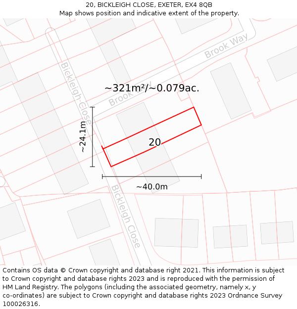 20, BICKLEIGH CLOSE, EXETER, EX4 8QB: Plot and title map