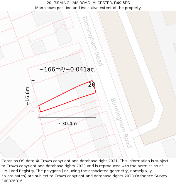 20, BIRMINGHAM ROAD, ALCESTER, B49 5ES: Plot and title map