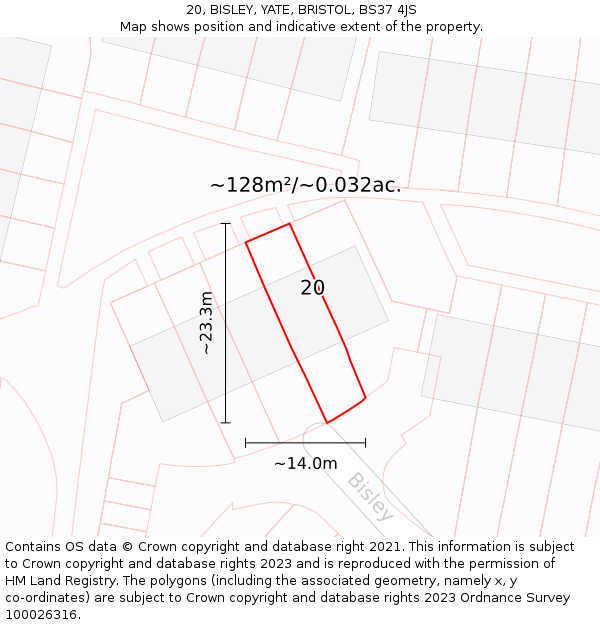 20, BISLEY, YATE, BRISTOL, BS37 4JS: Plot and title map