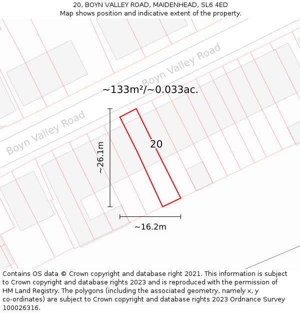 20, BOYN VALLEY ROAD, MAIDENHEAD, SL6 4ED: Plot and title map