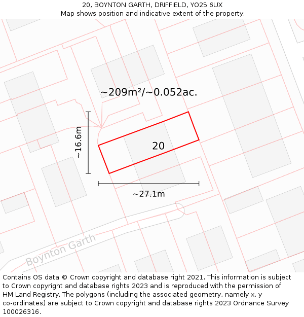 20, BOYNTON GARTH, DRIFFIELD, YO25 6UX: Plot and title map