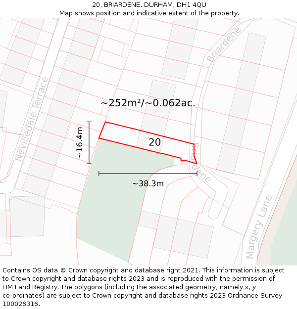 20, BRIARDENE, DURHAM, DH1 4QU: Plot and title map