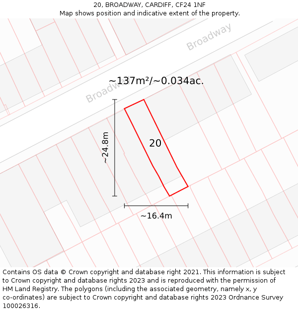 20, BROADWAY, CARDIFF, CF24 1NF: Plot and title map