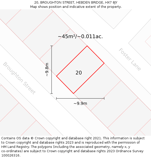 20, BROUGHTON STREET, HEBDEN BRIDGE, HX7 8JY: Plot and title map