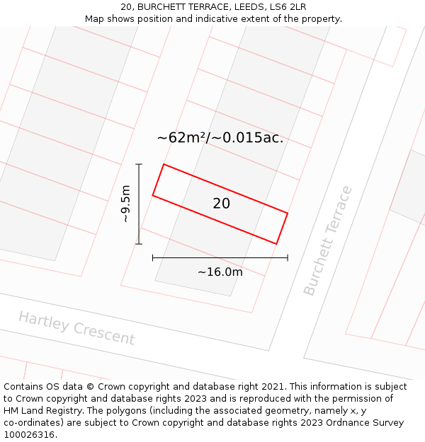20, BURCHETT TERRACE, LEEDS, LS6 2LR: Plot and title map