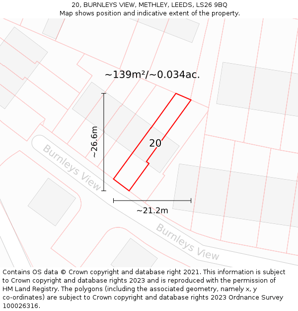 20, BURNLEYS VIEW, METHLEY, LEEDS, LS26 9BQ: Plot and title map