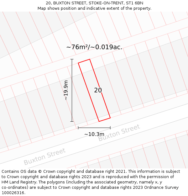 20, BUXTON STREET, STOKE-ON-TRENT, ST1 6BN: Plot and title map