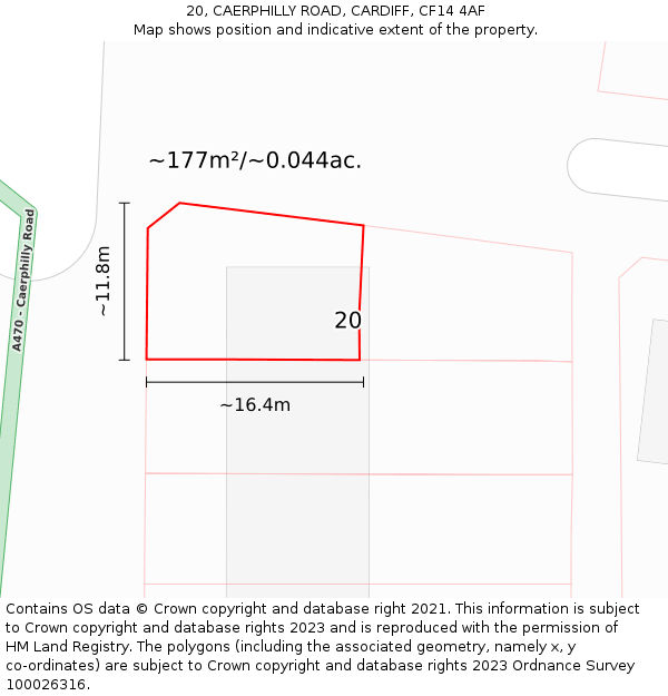 20, CAERPHILLY ROAD, CARDIFF, CF14 4AF: Plot and title map