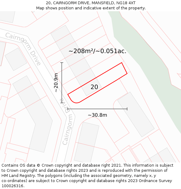 20, CAIRNGORM DRIVE, MANSFIELD, NG18 4XT: Plot and title map