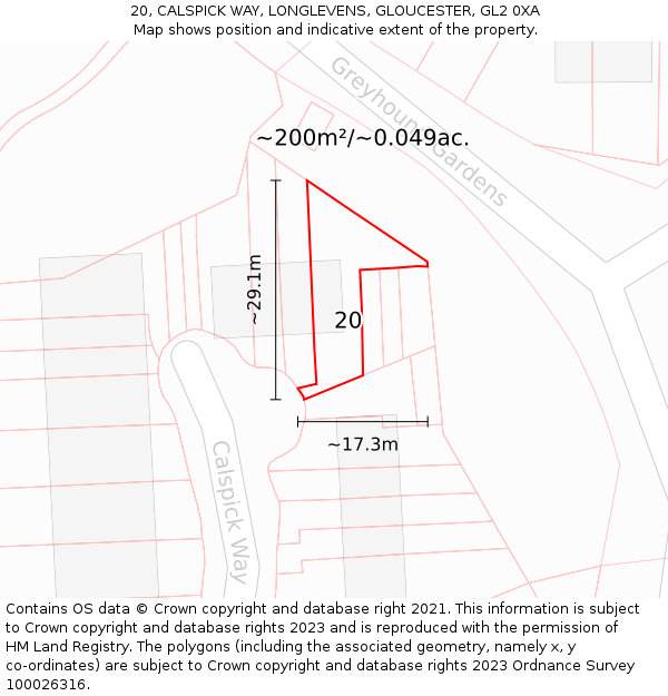 20, CALSPICK WAY, LONGLEVENS, GLOUCESTER, GL2 0XA: Plot and title map
