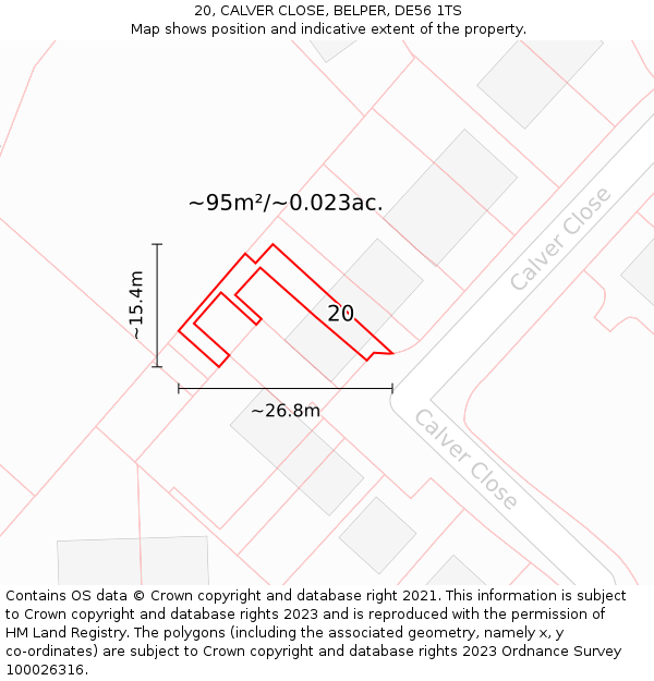 20, CALVER CLOSE, BELPER, DE56 1TS: Plot and title map