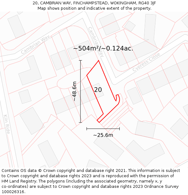 20, CAMBRIAN WAY, FINCHAMPSTEAD, WOKINGHAM, RG40 3JF: Plot and title map