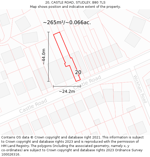 20, CASTLE ROAD, STUDLEY, B80 7LS: Plot and title map