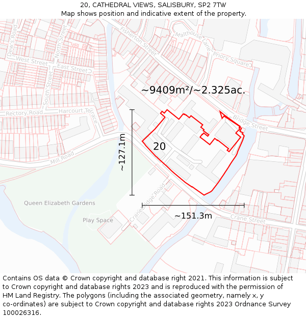 20, CATHEDRAL VIEWS, SALISBURY, SP2 7TW: Plot and title map