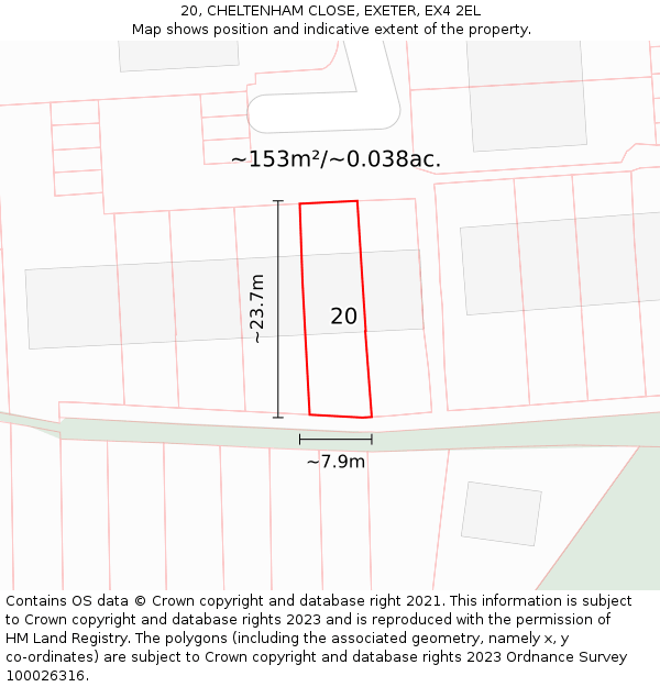 20, CHELTENHAM CLOSE, EXETER, EX4 2EL: Plot and title map