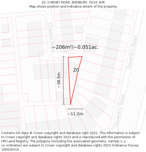 20, CHENEY ROAD, BANBURY, OX16 3HR: Plot and title map