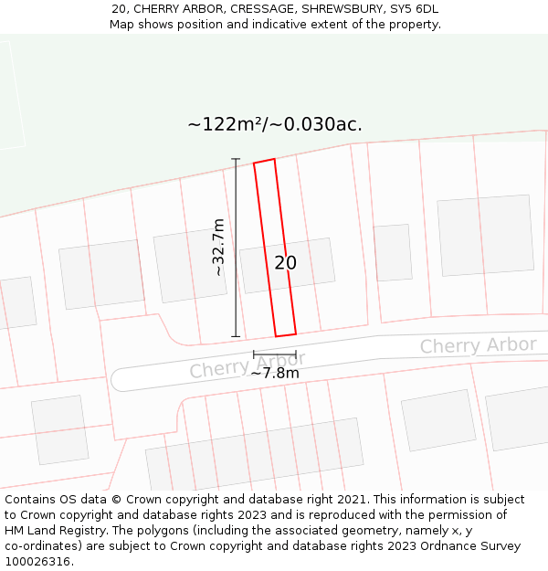 20, CHERRY ARBOR, CRESSAGE, SHREWSBURY, SY5 6DL: Plot and title map