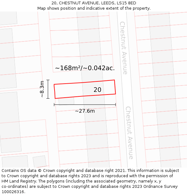 20, CHESTNUT AVENUE, LEEDS, LS15 8ED: Plot and title map