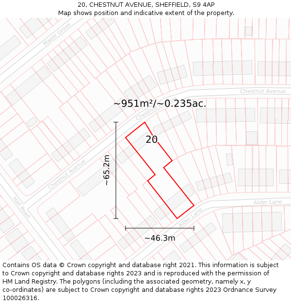 20, CHESTNUT AVENUE, SHEFFIELD, S9 4AP: Plot and title map