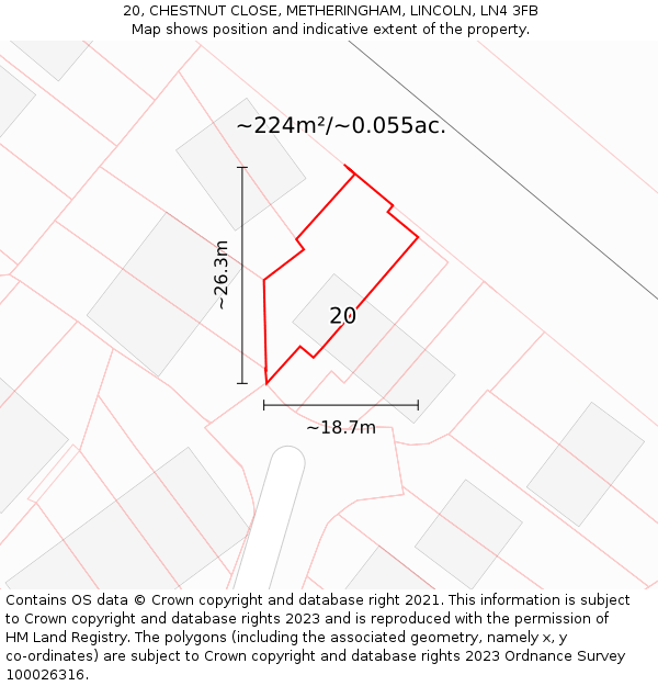 20, CHESTNUT CLOSE, METHERINGHAM, LINCOLN, LN4 3FB: Plot and title map