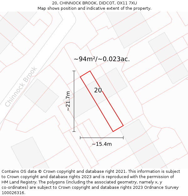 20, CHINNOCK BROOK, DIDCOT, OX11 7XU: Plot and title map