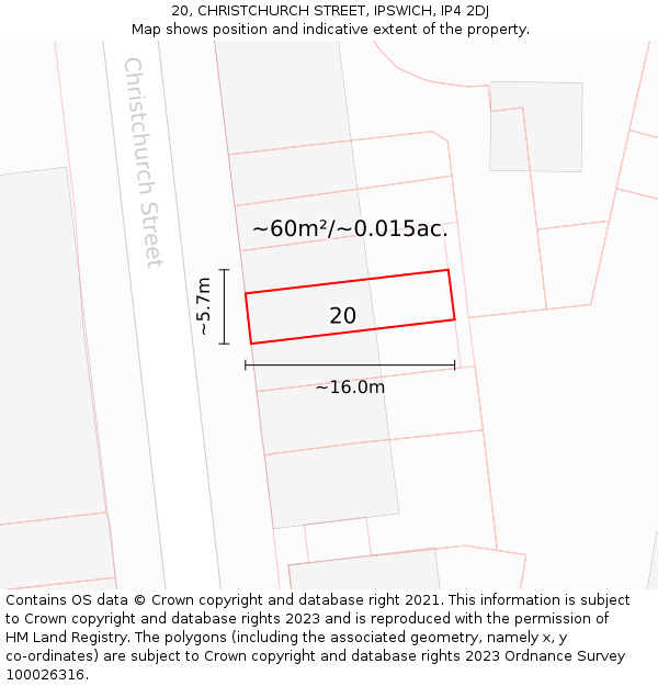 20, CHRISTCHURCH STREET, IPSWICH, IP4 2DJ: Plot and title map
