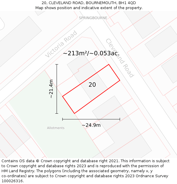 20, CLEVELAND ROAD, BOURNEMOUTH, BH1 4QD: Plot and title map