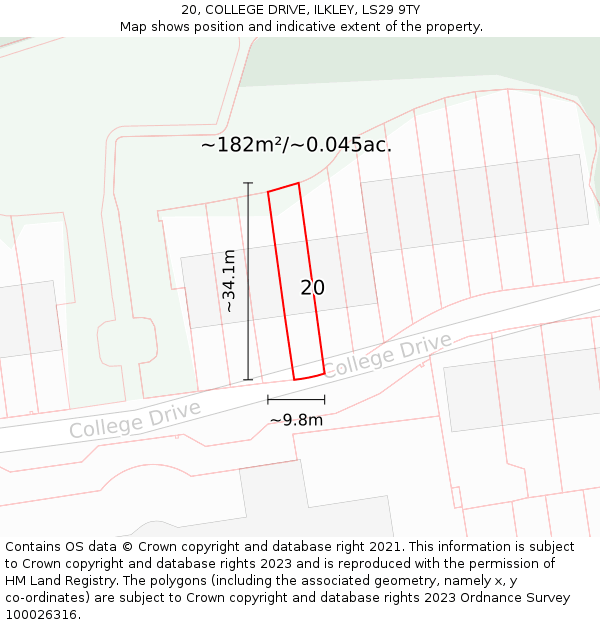 20, COLLEGE DRIVE, ILKLEY, LS29 9TY: Plot and title map