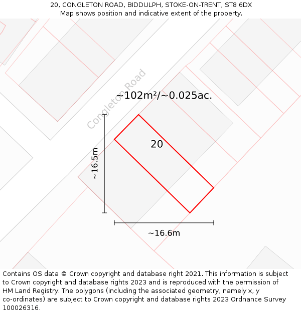 20, CONGLETON ROAD, BIDDULPH, STOKE-ON-TRENT, ST8 6DX: Plot and title map