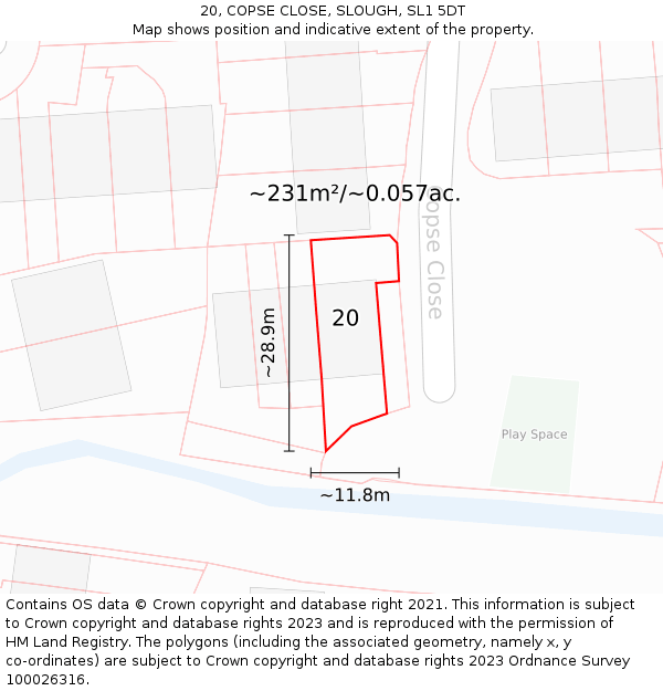 20, COPSE CLOSE, SLOUGH, SL1 5DT: Plot and title map