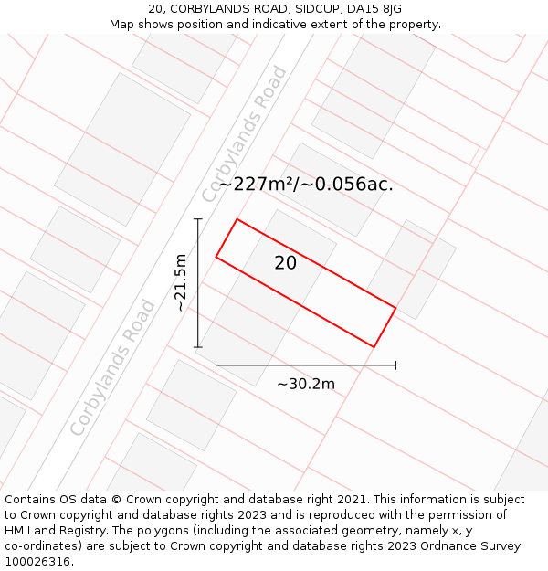 20, CORBYLANDS ROAD, SIDCUP, DA15 8JG: Plot and title map