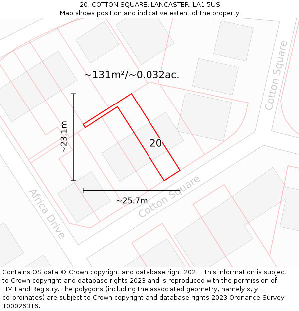 20, COTTON SQUARE, LANCASTER, LA1 5US: Plot and title map